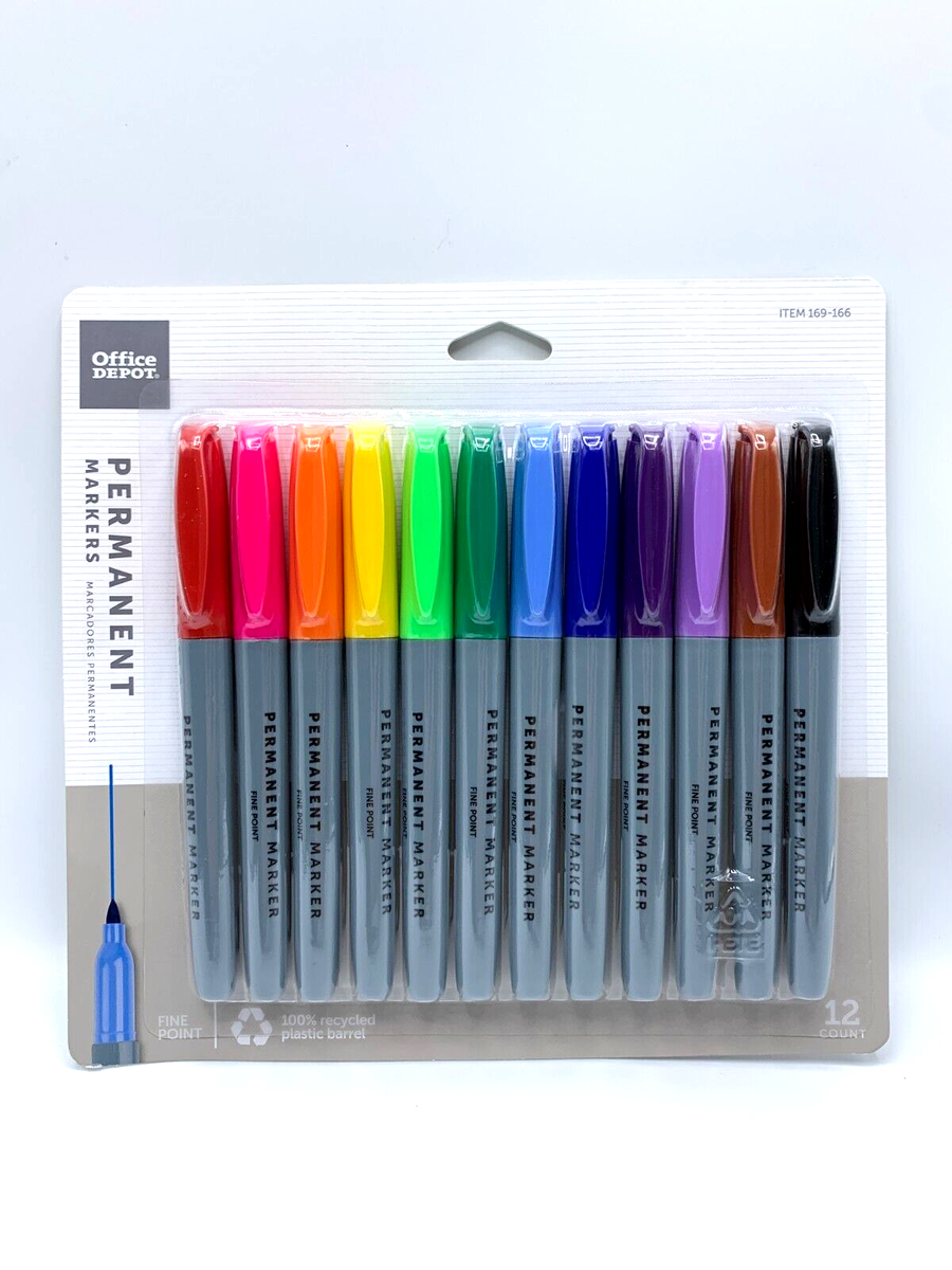 Office Depot 12 Count Fine Point Permanent Markers Multi Assorted