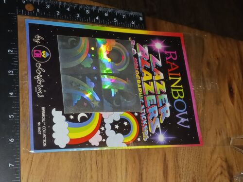 Vintage Stickers, Lazer Blazer Rainbows,1 Pkg, (Chewbx) - Picture 2 of 3