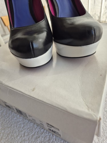 Kurt Geiger Eleanor Platform Black Leather Shoes Purple High Heels - Picture 4 of 15