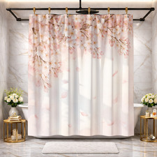 Charming Pink Floral Shower Curtain Elegant Bathroom Decor 72x72 inch