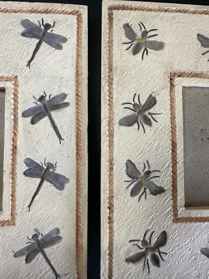 DRAGONFLY and BEE 画框 5x6 2.5 x 1.75 米色树脂 Cottagecore — 第 2/4 张图片