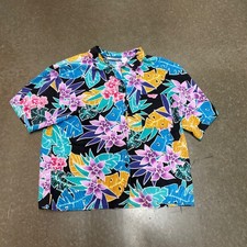 Vintage Floral Button Down Shirt Mens XL Harbour Casuals Cotton USA Made