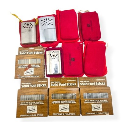 Vintage Pocket Hand Warmer W/ Bag And Solid Fuel Sticks Pack Lot