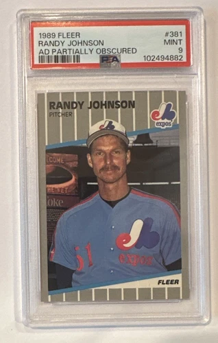 1989 Fleer #381 Randy Johnson  RC Ad Partially Obscured PSA 9 Mint