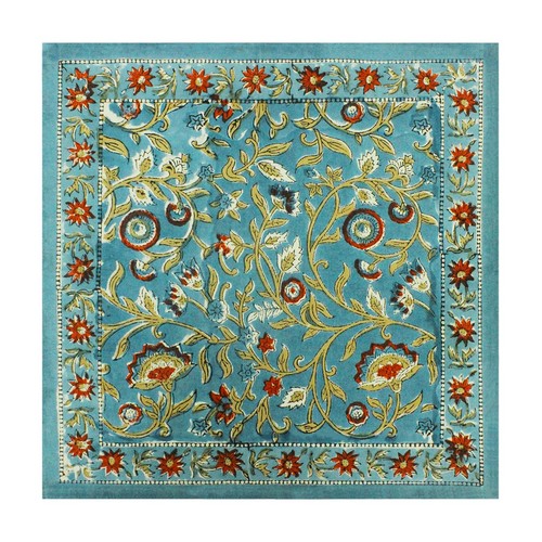 Blue and Red Indian Handmade Blockprinted Cotton Napkin For Dinning,Home Decor - Picture 2 of 8