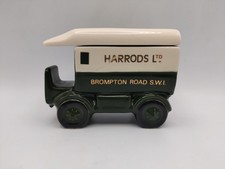 Vintage Harrods Ltd London Pottery Lidded Delivery Truck Trinket/Tea Box 5x 3.5"