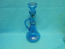 Vtg Liquor Decanter MCM Glass Genue Aqua Blue Bottle Empty KKY 230 Stopper READ