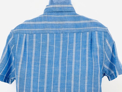 Report Collection Men's Medium Blue Striped Short Sleeve Button Down Shirt NWT - Picture 4 of 13