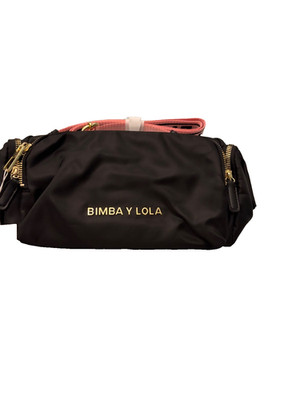 New With Tag Bimba y Lola Black Nylon Crossbody with adjustable Pink straps
