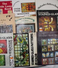 OOP Lot of 10 Stained Glass Pattern Books Magazines Lamps Windows Hearts Flowers