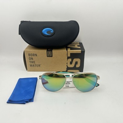 Costa Del Mar Peli Aviator 580P Polarized Mirror Sunglasses Gold/Havana/Green