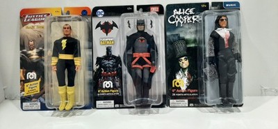 Mego DC LOT OF 3 FIGURES- Batman Flash Point, Black Adam & Alice Cooper.  NEW