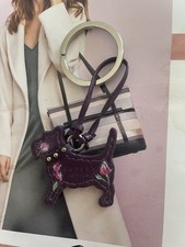 Radley Dark Purple Leather Dog Tag / Bag Charm / Key Ring.