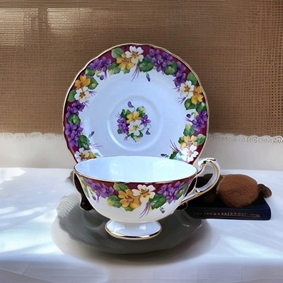1940S PARAGON Fine Bone English China Spring Melody Cup Saucer Set, VIOLETS