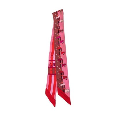 Hermes Twilly Rocabar Silk Scarf Pink Red