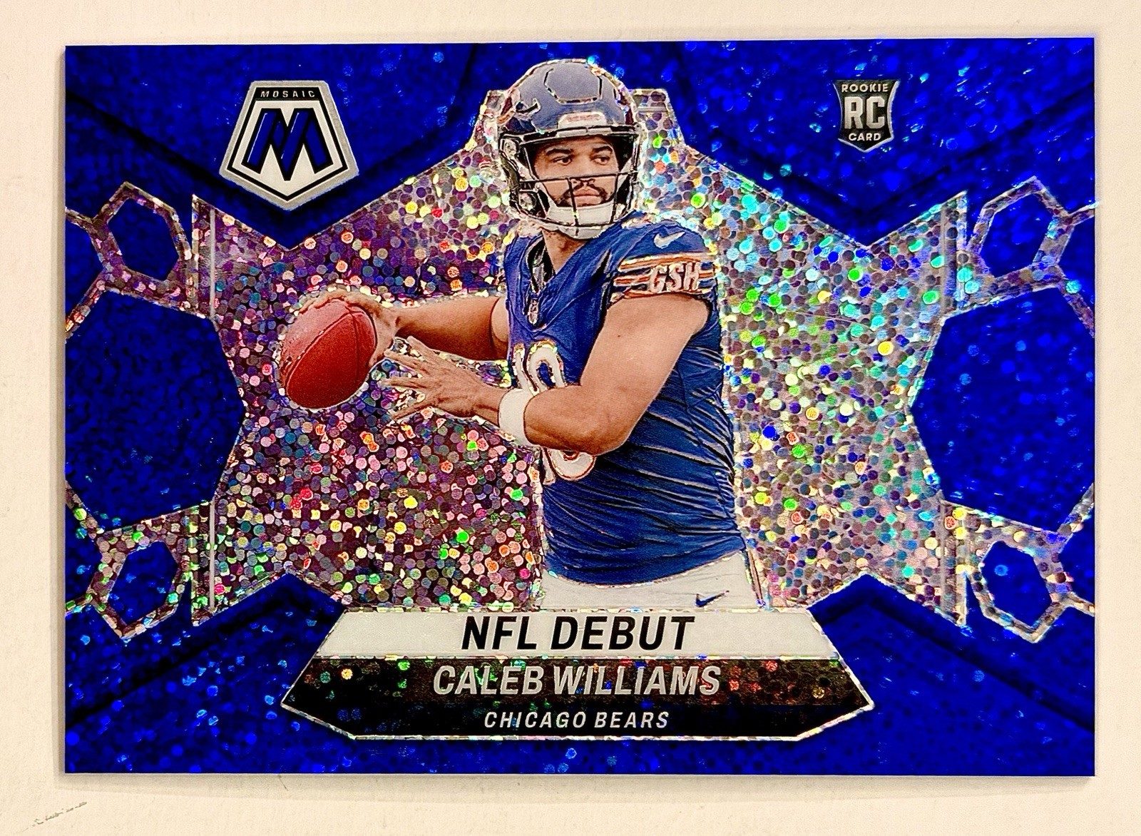 2024 Panini Mosaic - NFL Debut Caleb Williams #289 Blue Sparkle Prizm /96 (RC)
