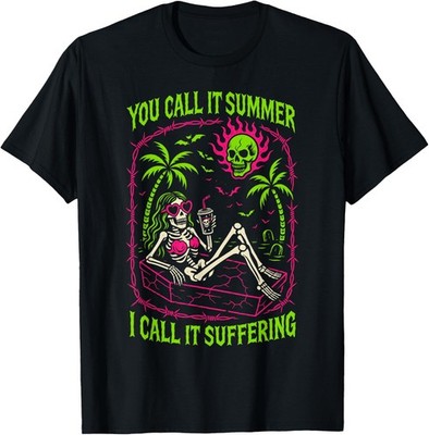 You Call It Summer I Call It Suffering Coffin Skeleton Art T-Shirt