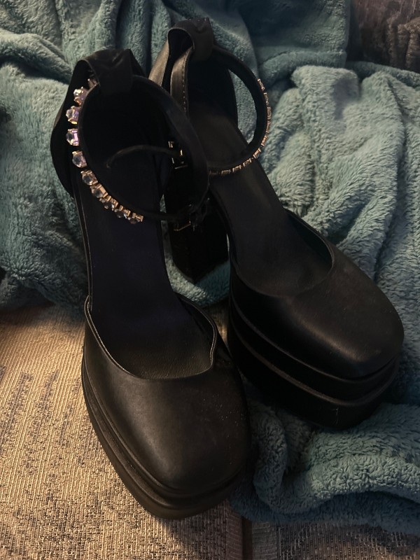 Women Ankle Strap Square Toe Statin High Platform Chunky Block Heel Dress Shoes