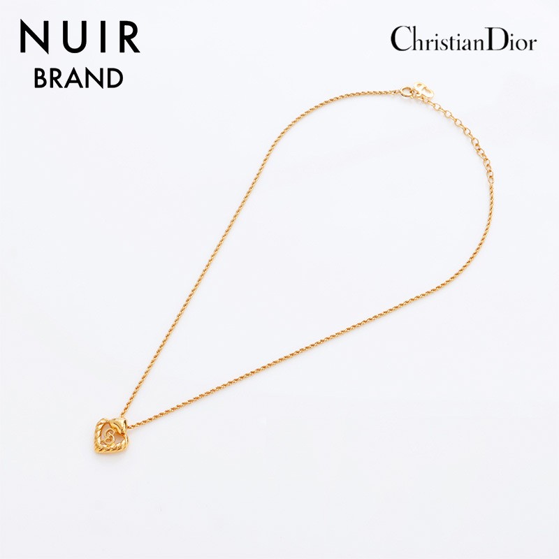 Dior Gold Heart Logo Necklace with Christian Dior Charm