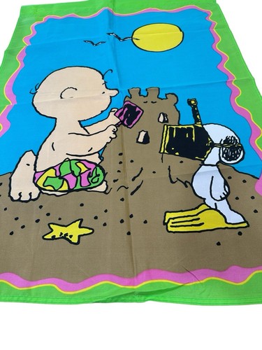 Vintage Charlie Brown Snoopy Garten Flagge 29x42" Am Strand Sandburg - Bild 2 von 5