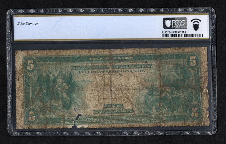 KC - Fr.804 1918 $5 FRBN Kansas City , MO - VG 8 by PCGS Banknote. - Image 3 of 3