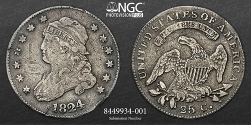 1824-P Capped Bust Quarter — photo from the most recent tracked eBay sale