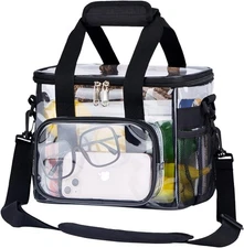 Clear Lunch Bag 10-Can with Adjustment Shouder Strap for Women/Men, Reusable Cle