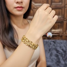 18k Italy Stamped Yellow Gold Filled Bracelet-Quality Guarantee-20cm