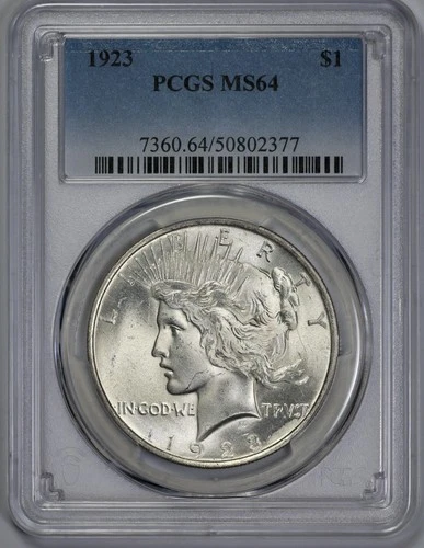 1923 Peace Silver $1 Dollar PCGS MS 64