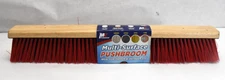 Heavy Duty Push Broom Large Outdoor Stiff Sweeping Multi Purpose 24" Red