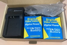 Lot of 2 Powerextra Mini DV Digital Lithium Ion Batteries with Charger