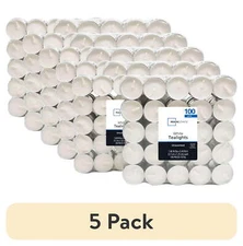 (5 pack) Mainstays White Unscented Indoor/Outdoor Tealight Candles, 100 Count