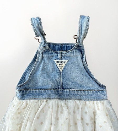 Osh Kosh Girls Vestback Overalls Skirt Size 4T Hearts - Picture 3 of 6