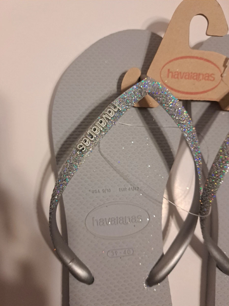Havaianas Slim Glitter Strap Flip Flops Women s Size 9 NWT eBay
