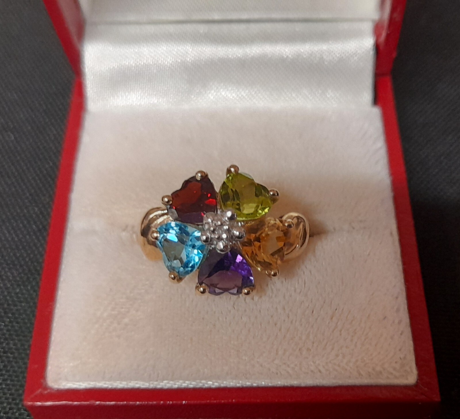 10k Solid Gold Multicolor Gemstone Ring. Size 7.A… - image 14