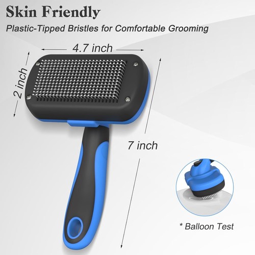 Self Cleaning Slicker Brush - Skin Friendly Deshedding Grooming Tool for Dogs - Picture 46 of 49