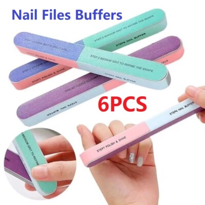 6Stk/Set Nail Files Nagelfeilen 7Sides Nagelfeile Schleifen Polieren Glänzen