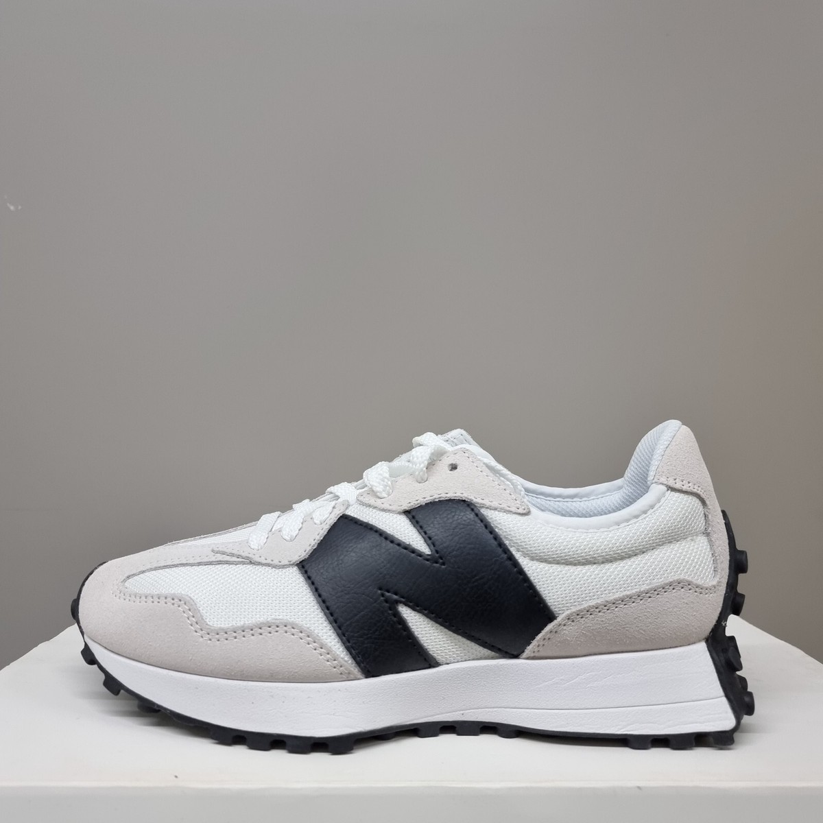 new balance 327 white grey black