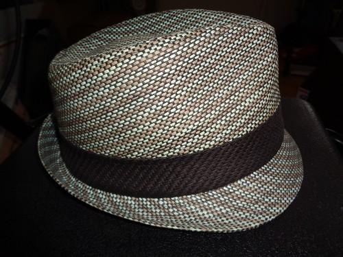 New! THE HATTER CO. Blue Gray Black Stripes! 1-1/2" Brim 4-1/2" Crown M/L