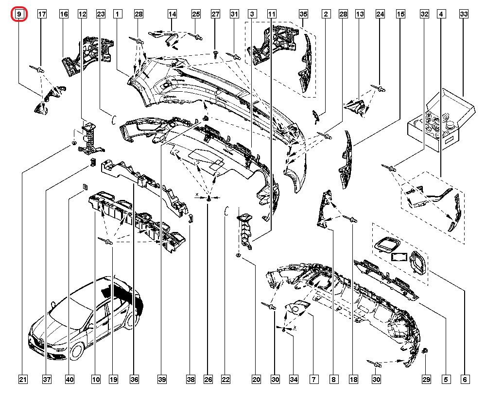 Original RENAULT 850449059R Bracket, Rear Bumper Right Megane IV