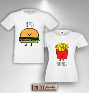 T Shirt Best Friends T Shirt Idee Cadeau Couple Amis Hamburger Et Frites Ebay