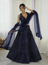Traditional Wear Blue Net Lehenga Choli With Dupatta For Women  Girls