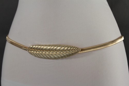 Caliente Mujeres Hip Cintura Alta Metal Dorado Flaco Fancy Cinturón Elástico - Imagen 5 de 11