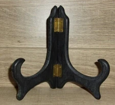 5" Display Easel or Plate Stand Black Wood with Metal Hinges