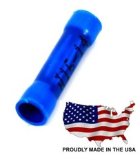 MVP 100 Blue Vinyl Butt Splice Wire Connectors 16-14 AWG Gauge - USA Made TBS14V