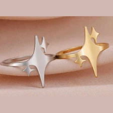 Quality Stainless Steel Triple Star Fashion Ring (Size 5.25-11.5) Silver, Gold