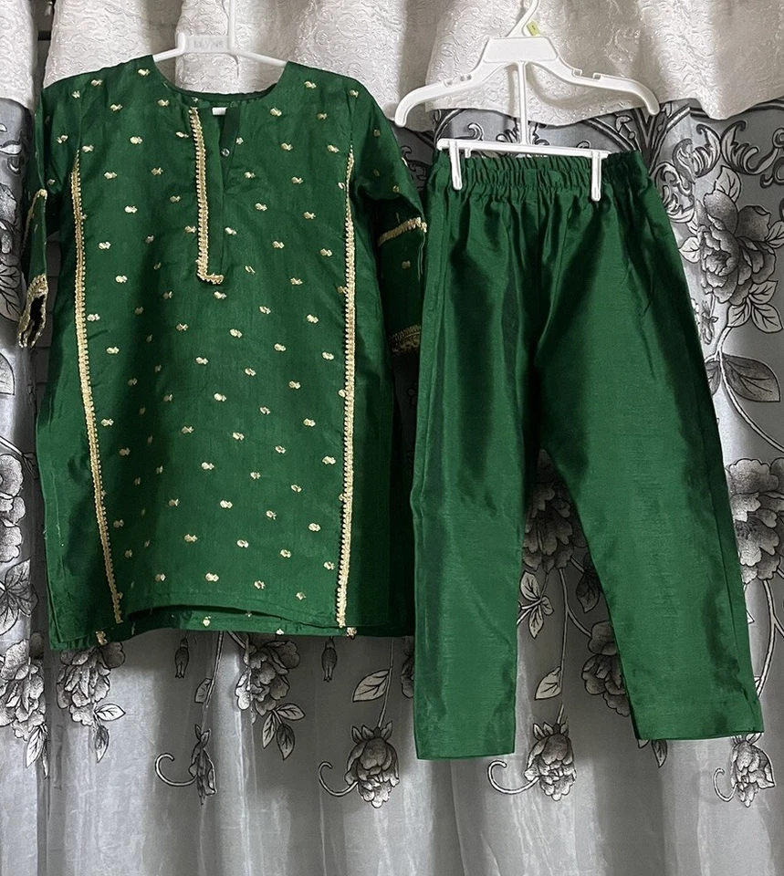 Conjunto bordado Bollywood indio pakistaní niña niño 3 a 5 años usado en excelente estado Foto 4 de 4