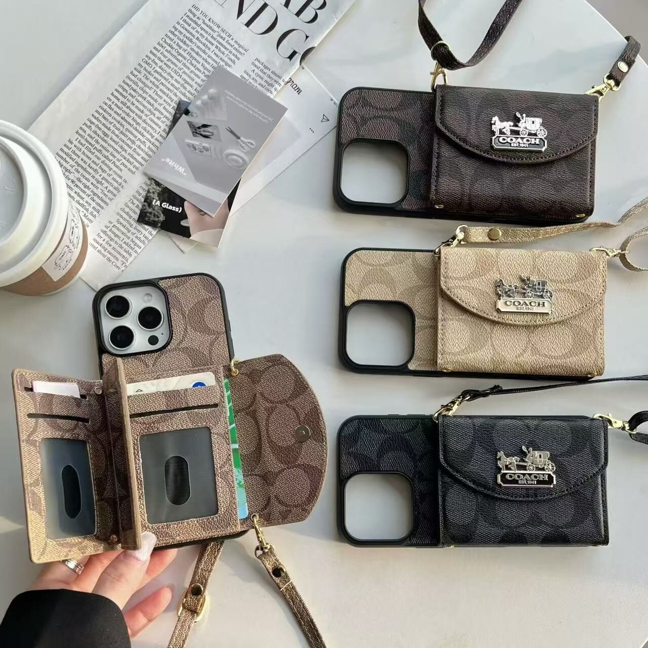 Luxury Leather Wallet Card Holder Case for iPhone 12 13 14 15 Pro Max 16