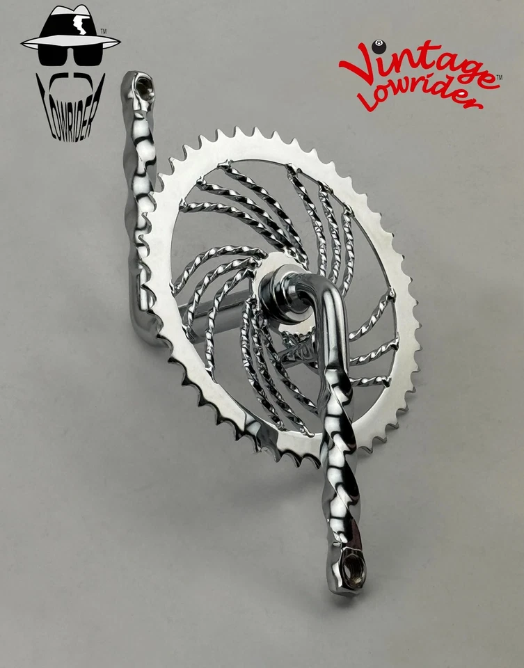 VINTAGE LOWRIDER TWISTED 5 1/2" CRANK & TWISTED 44T SPROCKET CRUISER BICYCLES. - Image 2 of 3