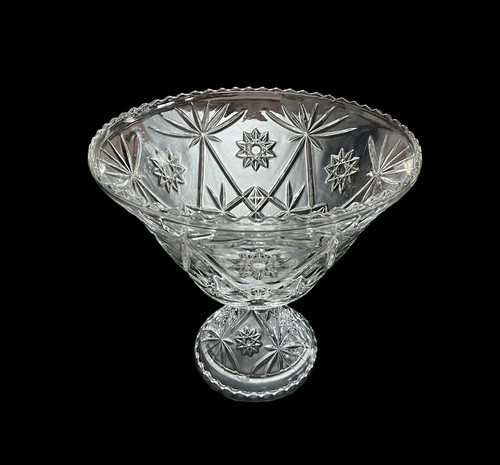 Anchor Hocking EAPC Star of David 2 Piece Punch Bowl & Stand Set Old Vintage MCM